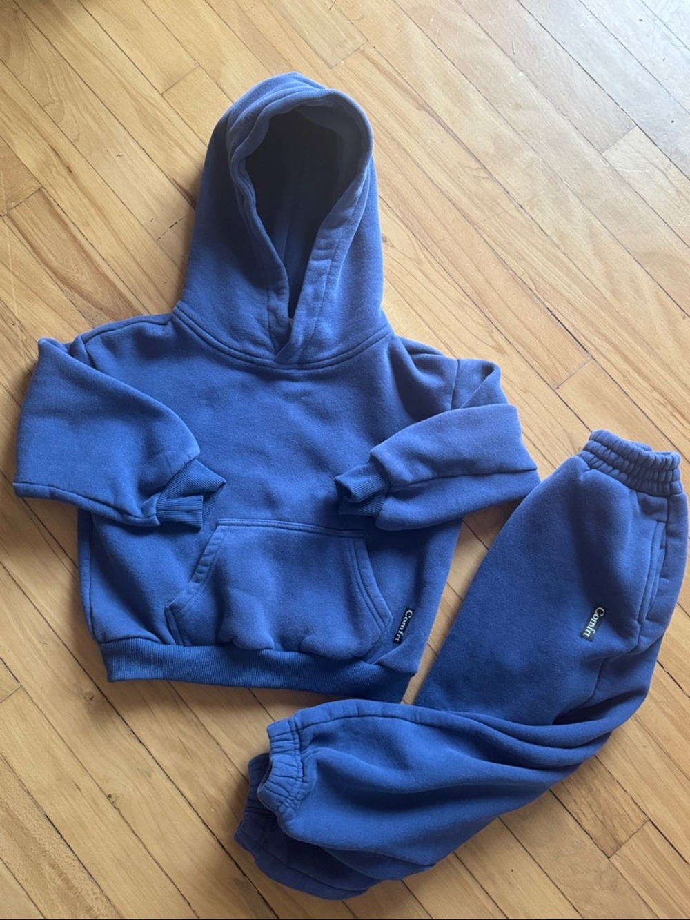 Kids Blue Fleece Hoodie & Jogger Matching Set